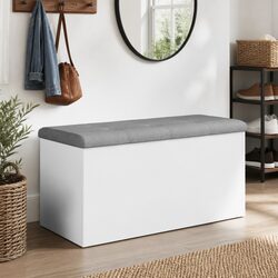 Storage Bench White 82x42x45 cm Hallway Entryway Shoe Padded Seat Hinged Lid