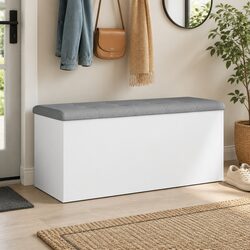 Storage Bench White 102x42x45 cm Engineered Wood Hallway Shoe Organizer Seat