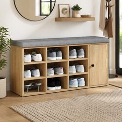 Shoe Bench Storage Hallway Entryway Sonoma Oak Padded Seat Organizer 102x32x50cm