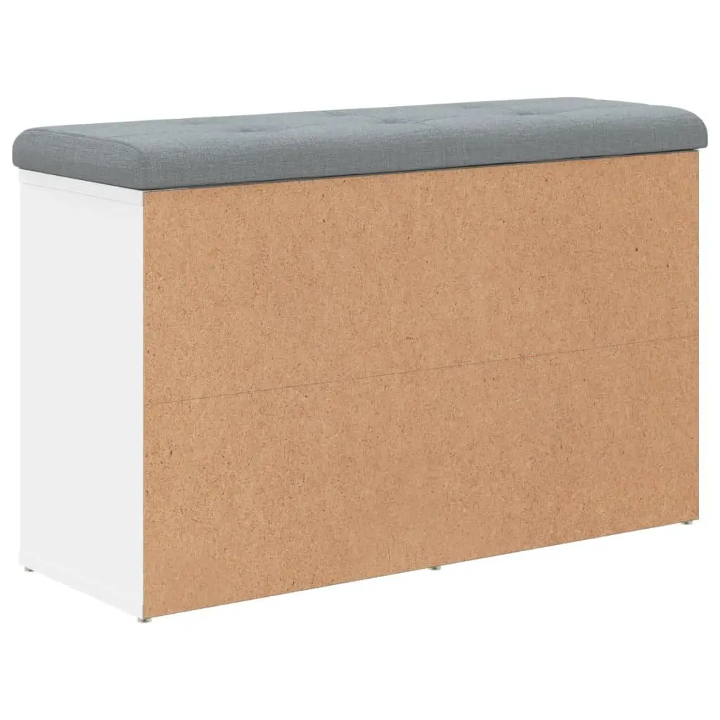 Shoe Bench Storage Seating Padded Cushion White Engineered Wood