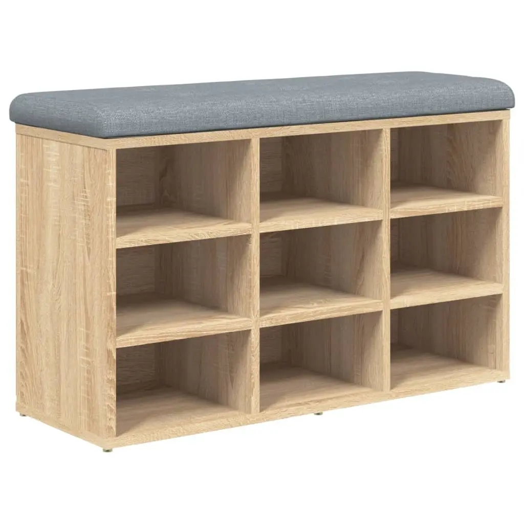 Shoe Bench Storage Padded Seat Engineered Wood Brown 82x32x50cm