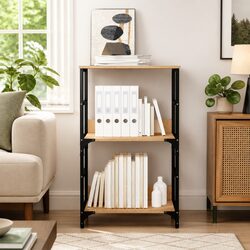 Bookshelf 2 Compartment Storage Cabinet Engineered Wood Brown Industrial Style