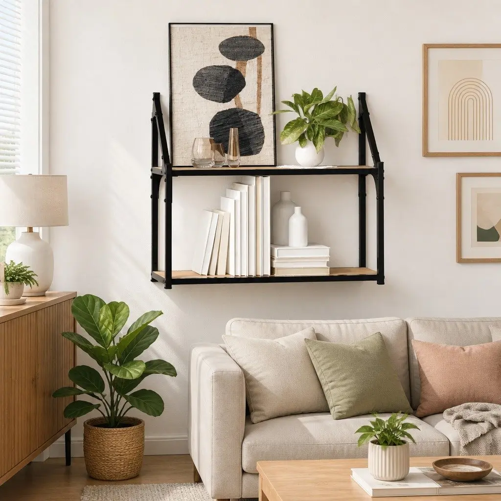 2-Tier Wall Shelf Floating Storage Engineered Wood Brown