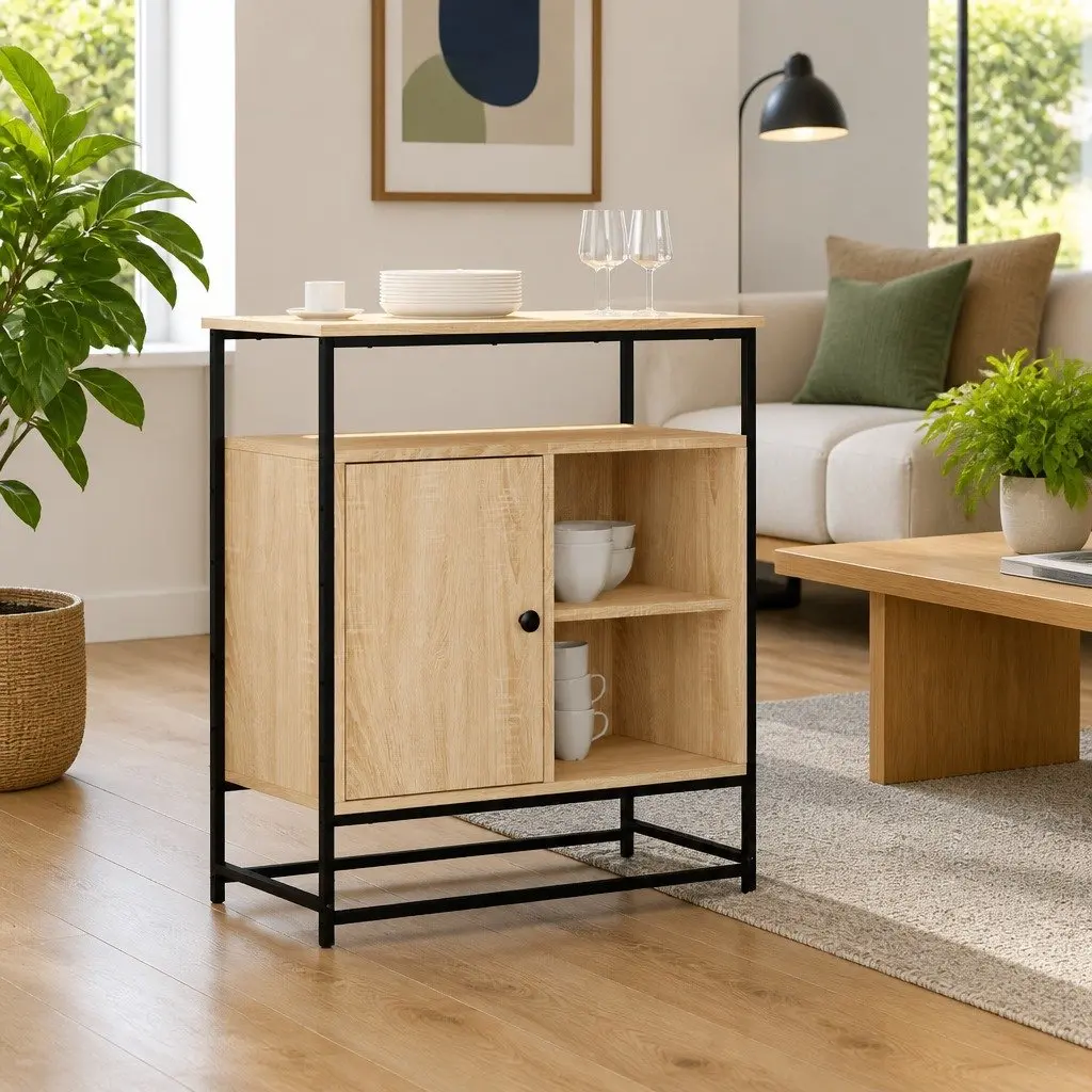 Sideboard Storage Cabinet Engineered Wood Brown 69x35x80cm