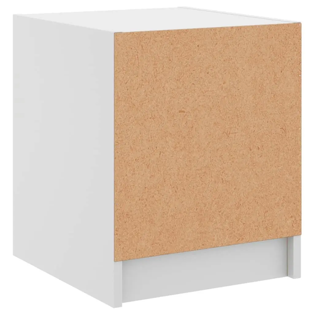 Bedside Cabinet White Glass Door Storage Nightstand Engineered Wood 35W x 37D x 42H cm