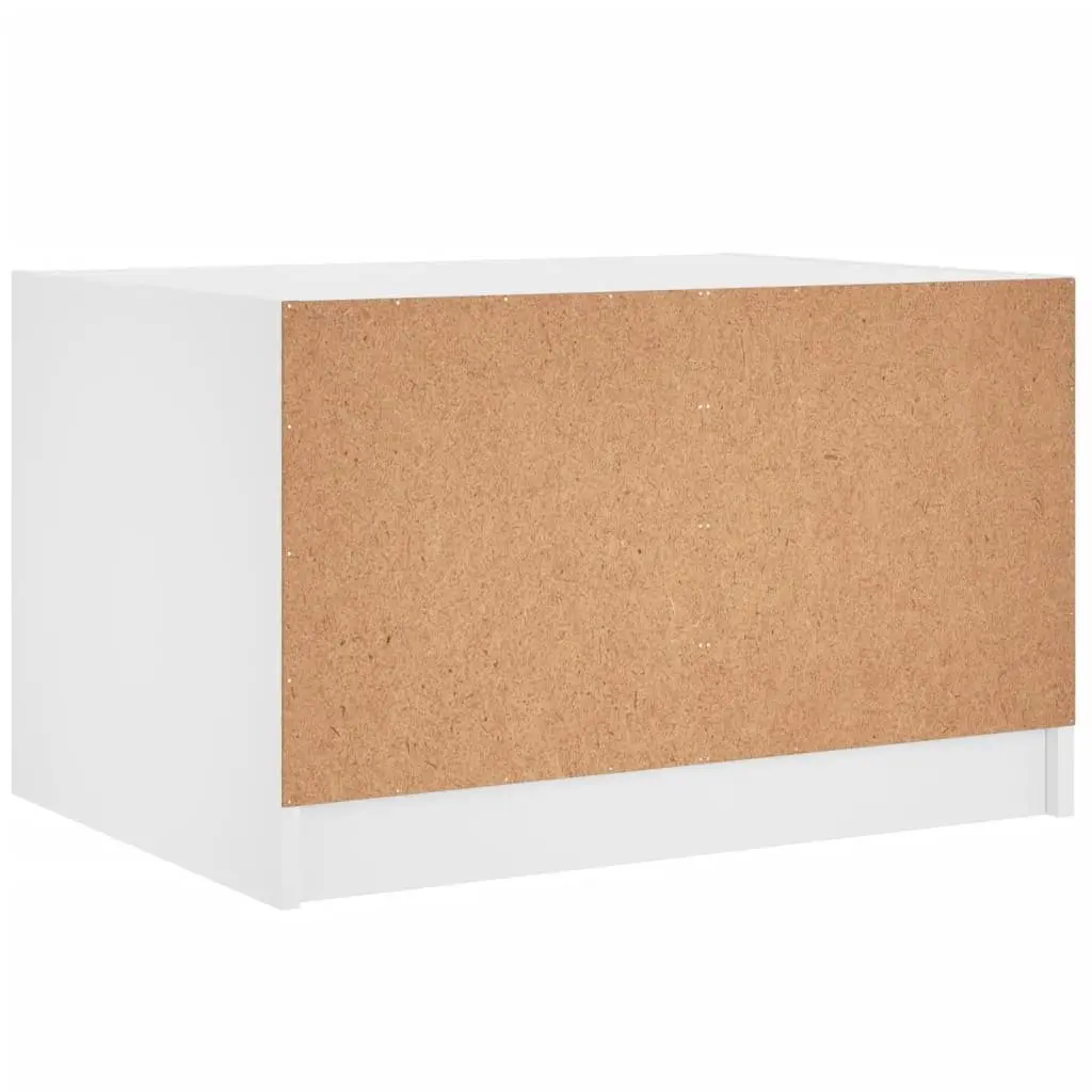 Coffee Table with Glass Doors Storage 68x50x42cm White
