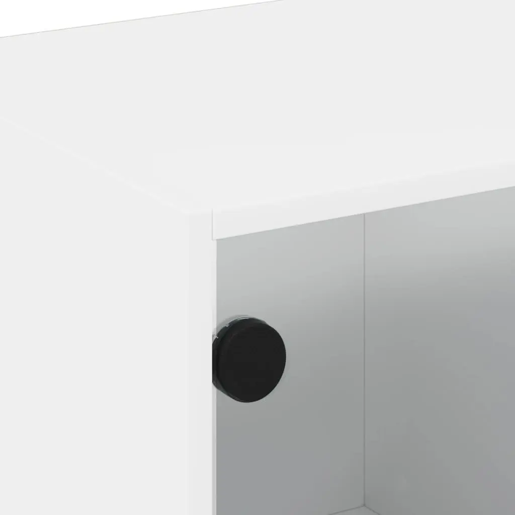 Coffee Table with Glass Doors Storage 68x50x42cm White
