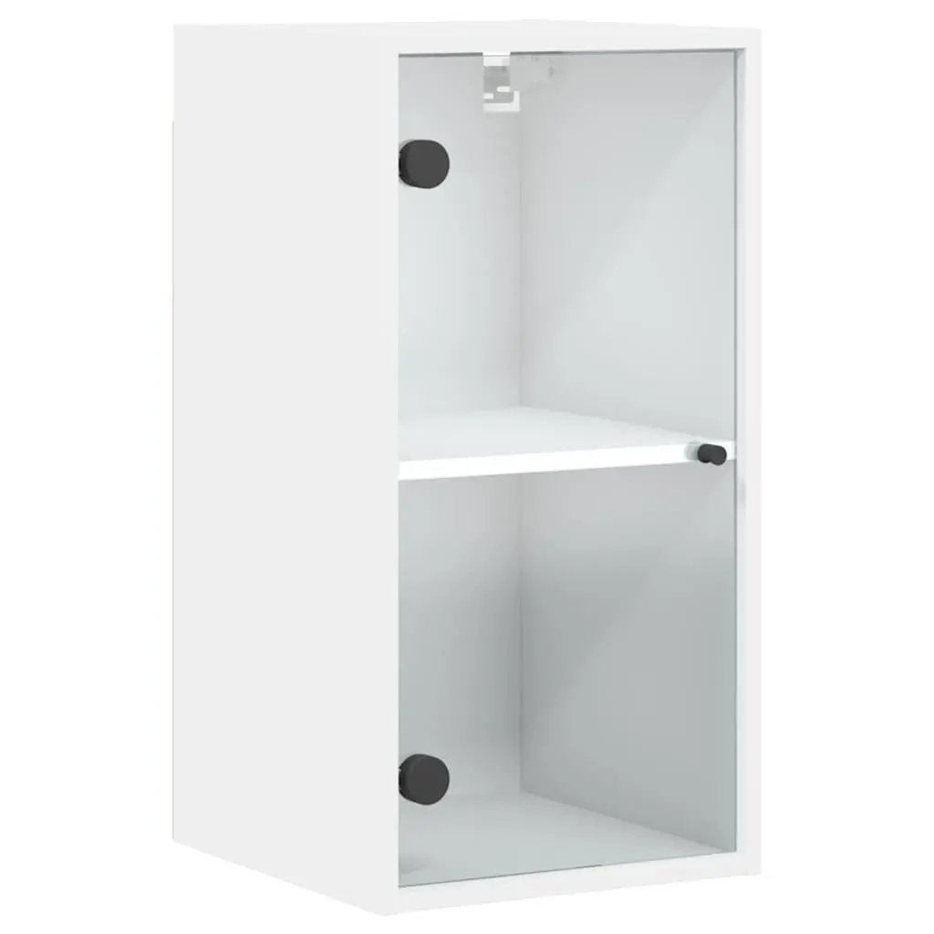 Wall Cabinet Glass Doors White Wall-Mounted Storage Unit Home Organizer