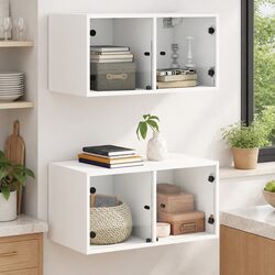 Wall Cabinets Glass Doors White Storage Cabinet 2pc Wall Mounted Organiser