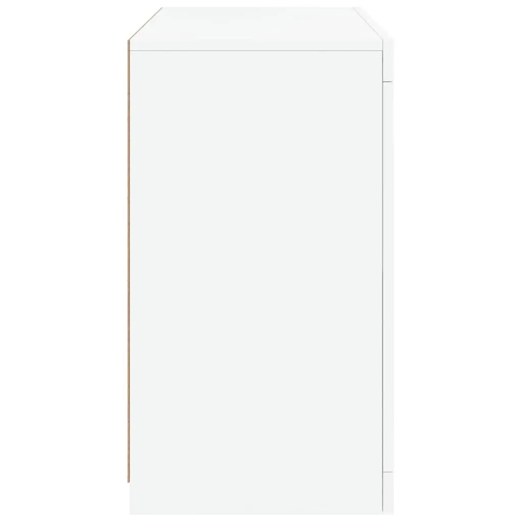 Sideboard Storage Cabinet with RGB LED Lights Modern White Display Unit 60.5W x 37D x 67H cm Engineered Wood