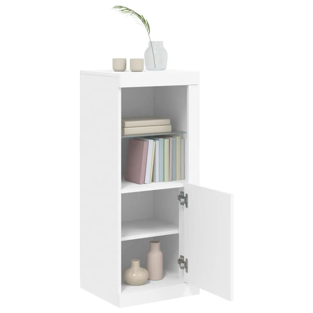 Sideboard Cabinet with RGB LED Lights Storage Buffet Display White Engineered Wood