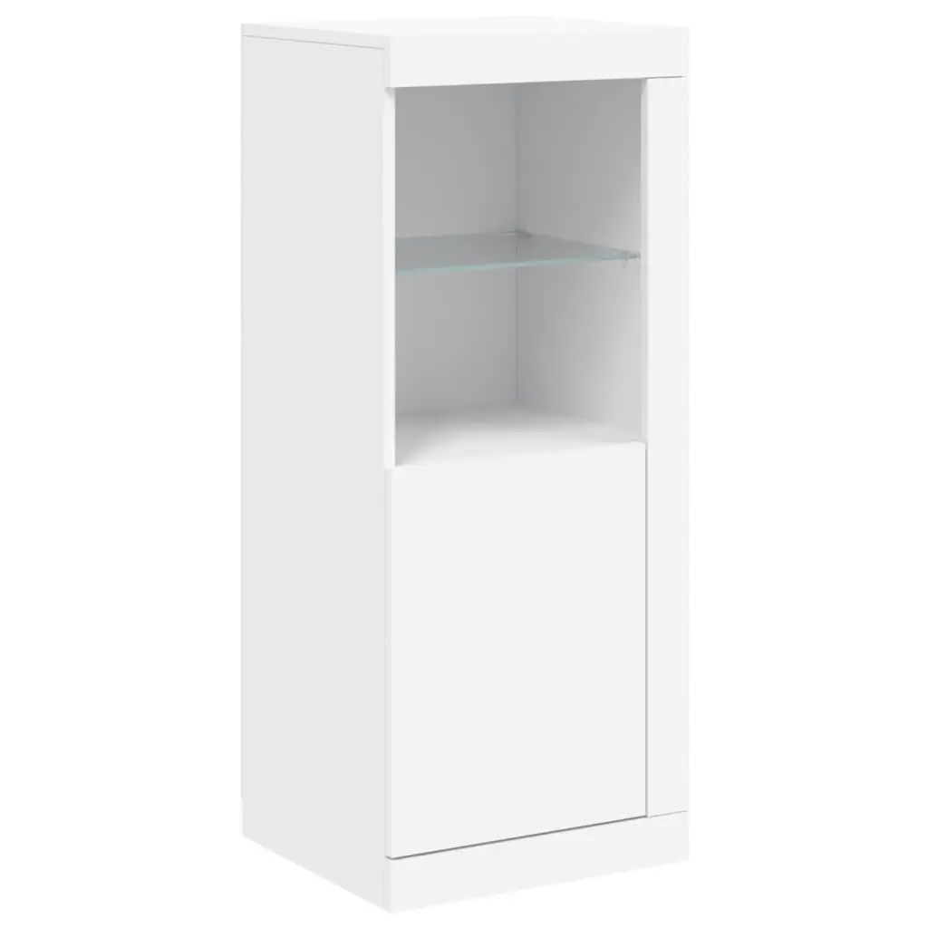 Sideboard Cabinet with RGB LED Lights Storage Buffet Display White Engineered Wood