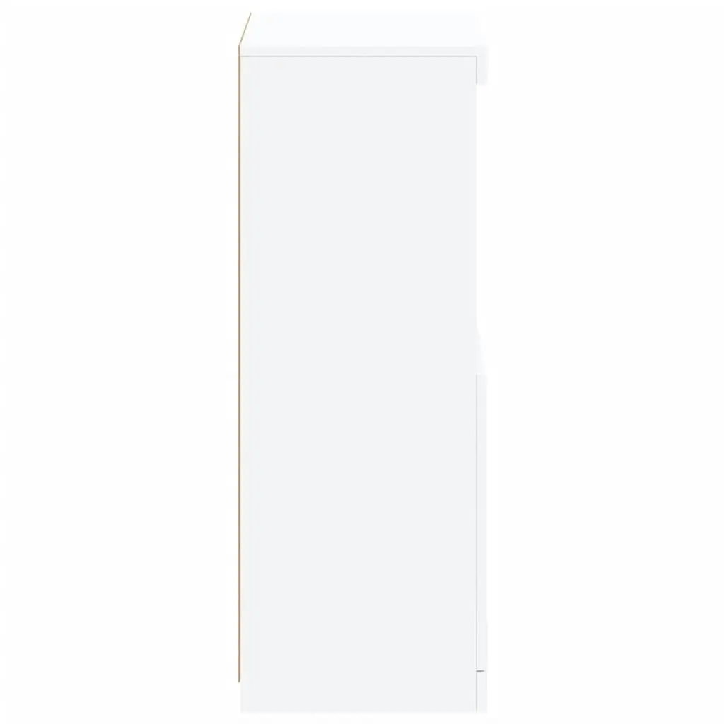 Sideboard Cabinet with RGB LED Lights Storage Buffet Display White Engineered Wood