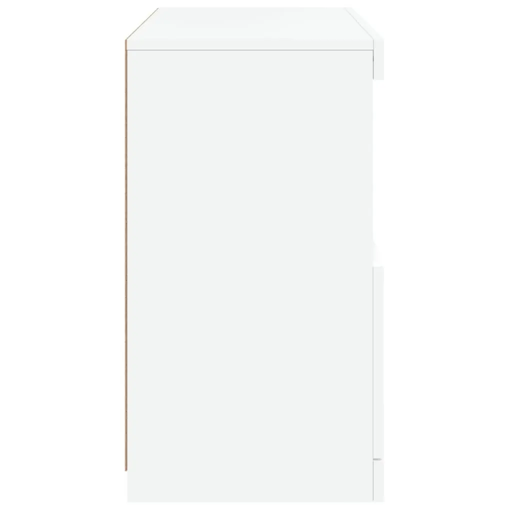 Sideboard Cabinet with RGB LED Lights Modern Furniture White Engineered Wood 60W x 37D x 67H cm