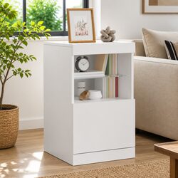 White Sideboard Storage Cabinet with RGB LED Lights Modern Buffet Display