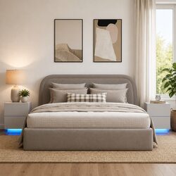 Bedside Cabinet with RGB LED Lights 2 Piece Set White Storage Nightstand