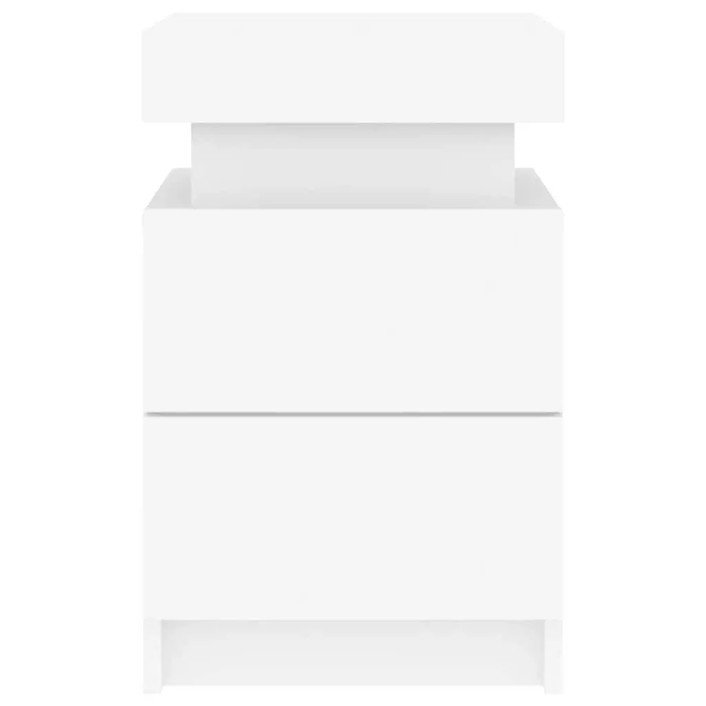 Bedside Cabinet with RGB LED Lights Modern Storage White 35x39x55cm