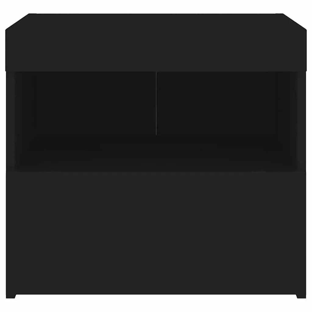 Bedside Cabinet with RGB LED Lights Black Modern Storage Table