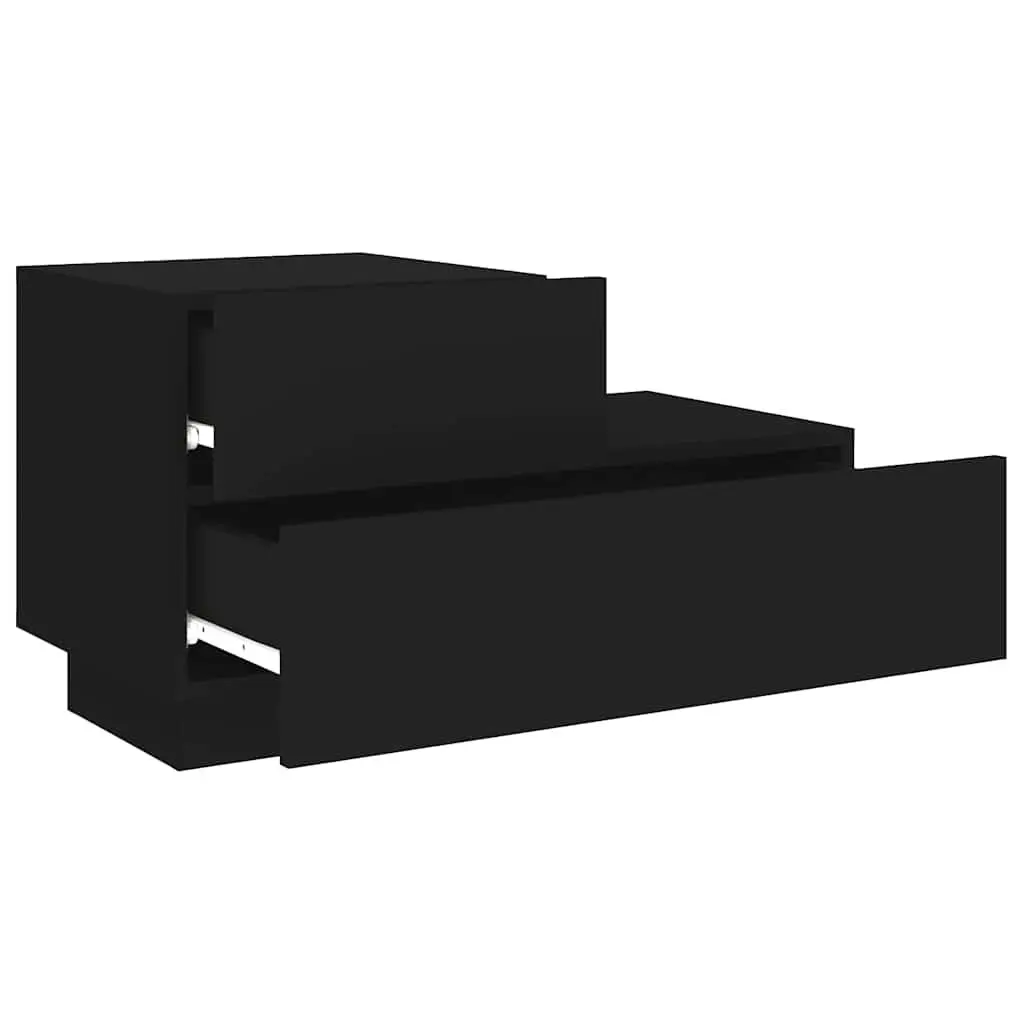 Bedside Cabinet RGB LED Lights Black Storage Table 70x36x40.5cm
