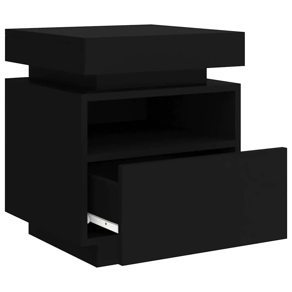 Bedside Cabinets with RGB LED Lights Storage 40x39x48.5cm Black 2 Pieces