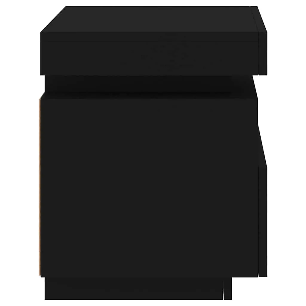 Bedside Cabinets with RGB LED Lights Storage 40x39x48.5cm Black 2 Pieces