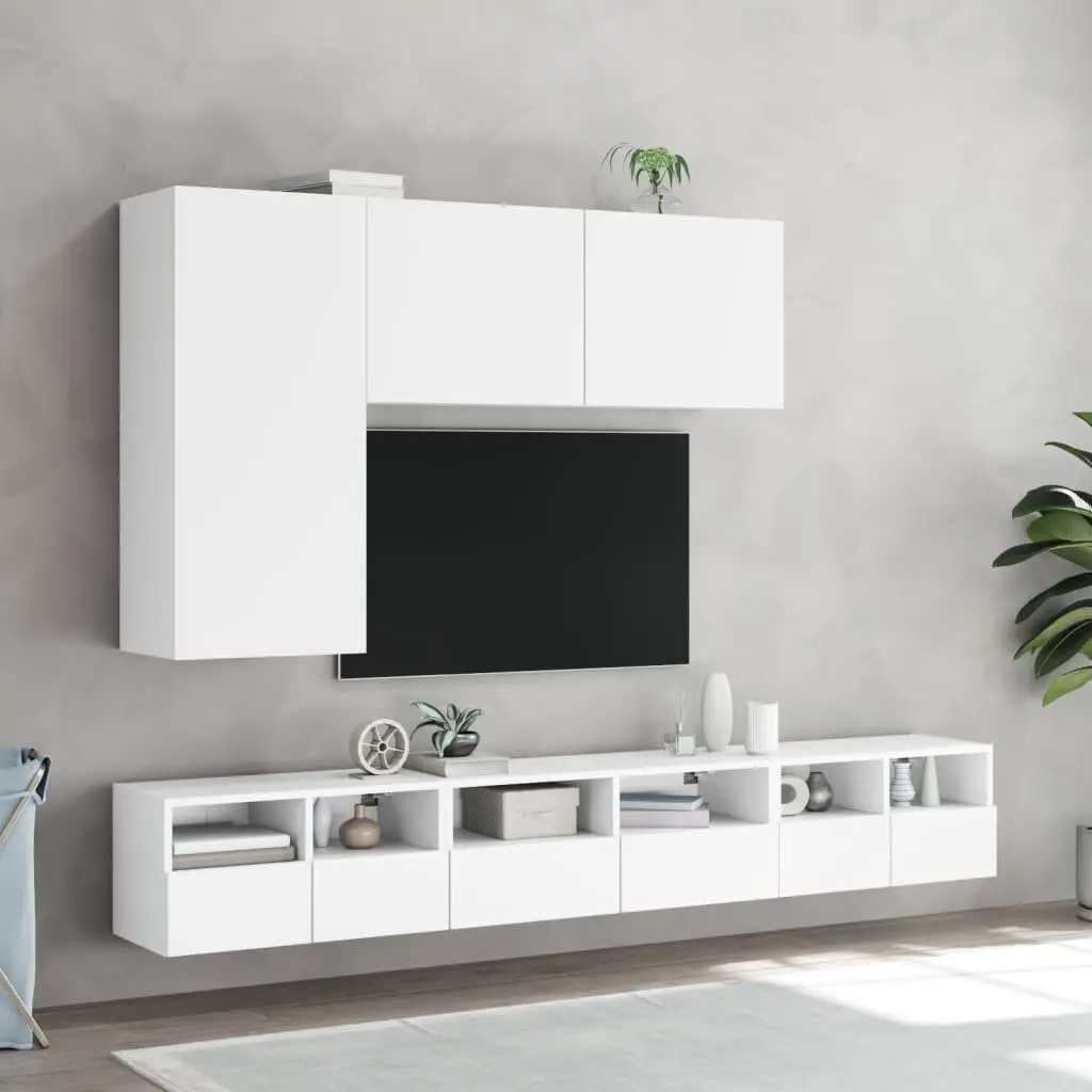 TV Wall Cabinet Floating Storage Unit 60x30x30cm White with Shelves and Door