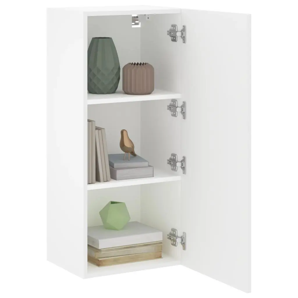 TV Wall Cabinet Floating Media Unit White Wall-Mounted Storage Shelving