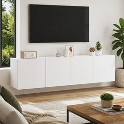 Wall-Mounted TV Cabinets 2 Pieces White Storage Units 80x30x41cm Media Display