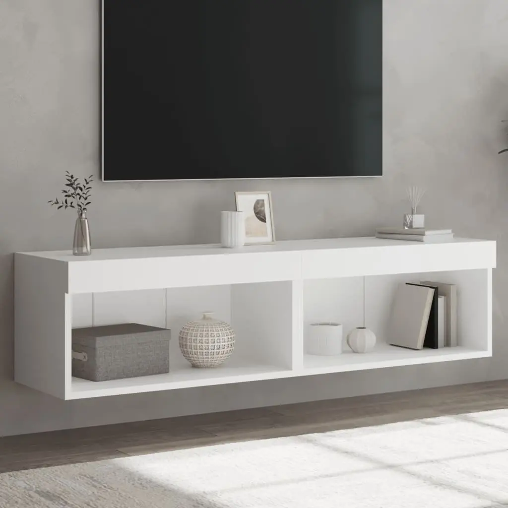 TV Cabinets RGB LED Lights Wall-Mounted Storage Units White 60x30x30cm