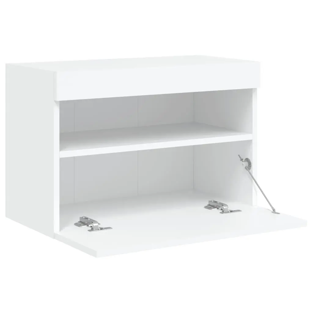 TV Wall Cabinet Floating Media Unit 60x30x40 cm White RGB LED Lights