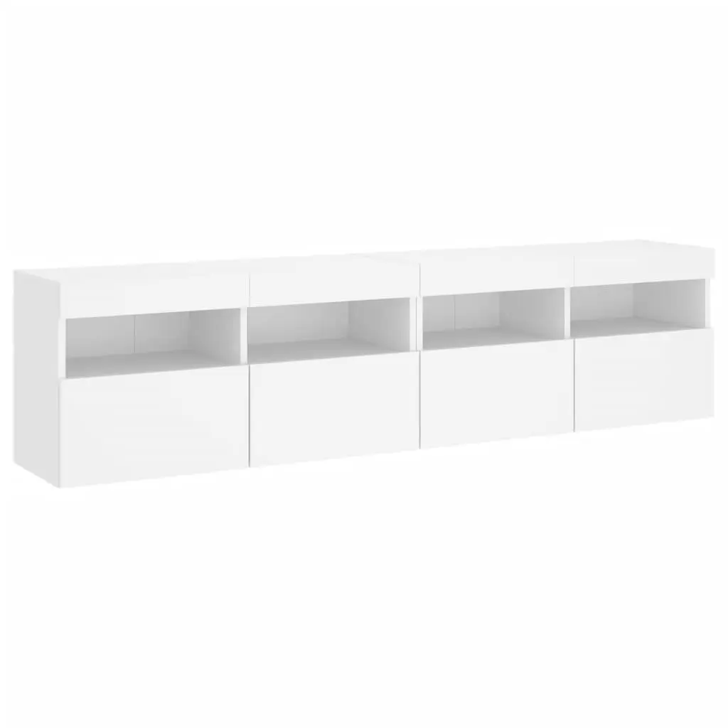 TV Wall Cabinet RGB LED Lights Floating Storage Unit White 80x30x40cm