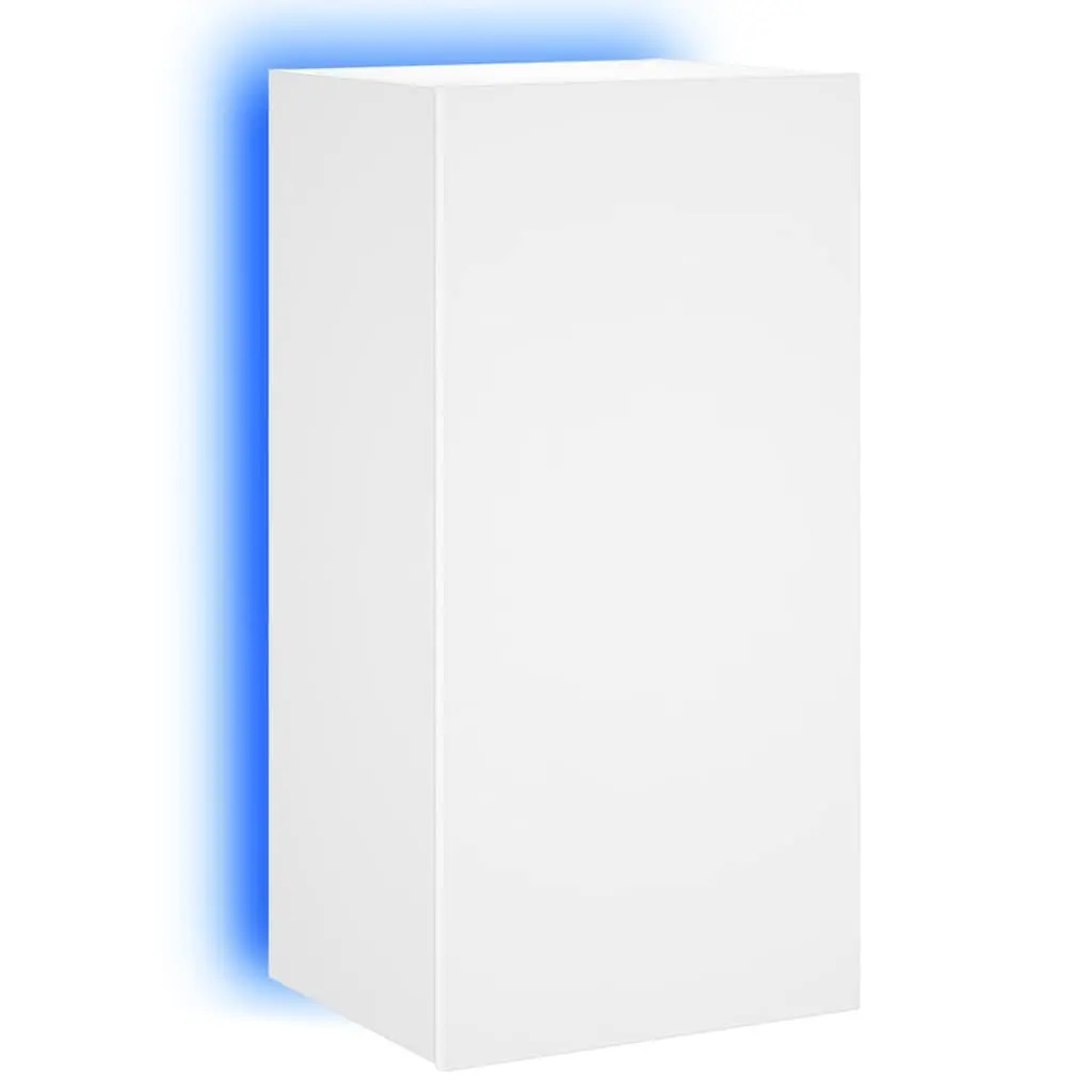 TV Wall Cabinet with RGB LED Lights White Floating Media Unit