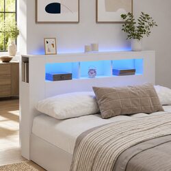 LED Headboard 160cm White Engineered Wood Modern Bedroom Furniture Stylish