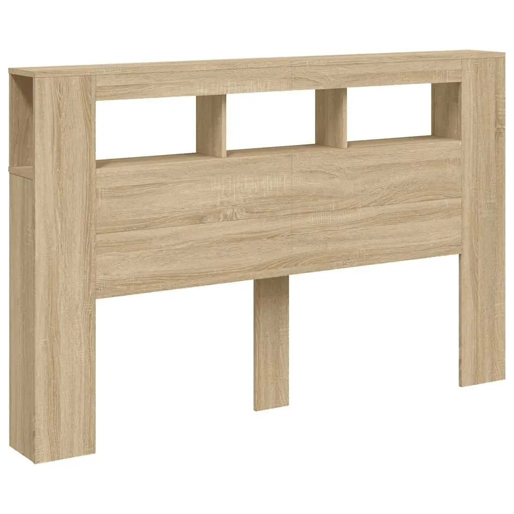 LED Headboard RGB Lights 160cm Brown Engineered Wood Modern Bedroom Furniture