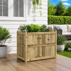 Garden Planter Box 90x50x70cm Impregnated Pine Wood Outdoor Patio Flower