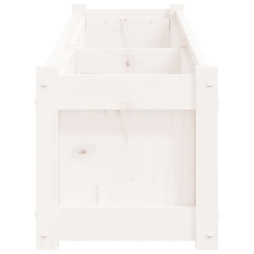 Wooden Garden Planters Solid Pine Wood 2 Pieces White Outdoor Patio Flower Pot