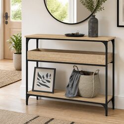 Console Table with Shelf Sonoma Oak Brown Engineered Wood Hallway Entryway
