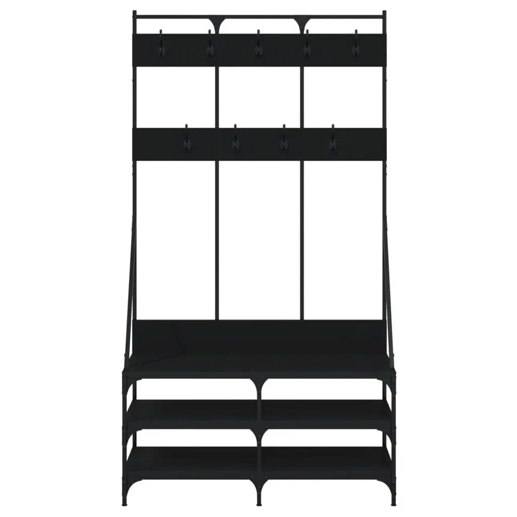 Clothes Rack with Shoe Storage Shelves Black Engineered Wood 100x40x184cm