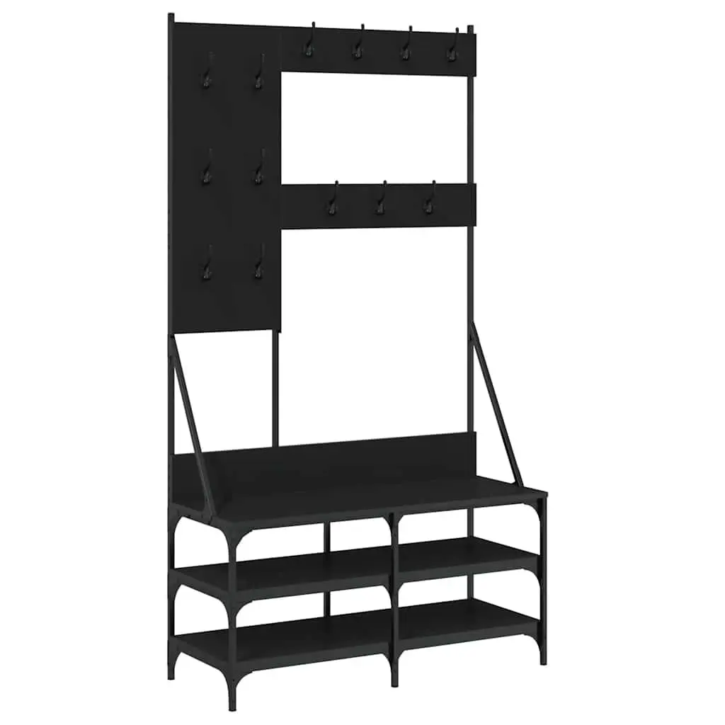 Clothes Rack with Shoe Storage Organizer Engineered Wood Black 100x40x184cm