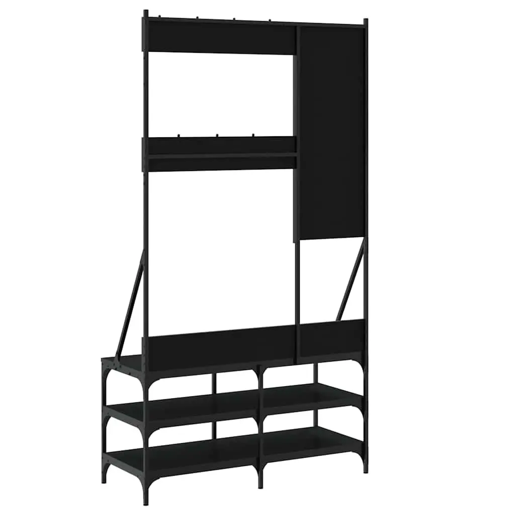 Clothes Rack with Shoe Storage Organizer Engineered Wood Black 100x40x184cm