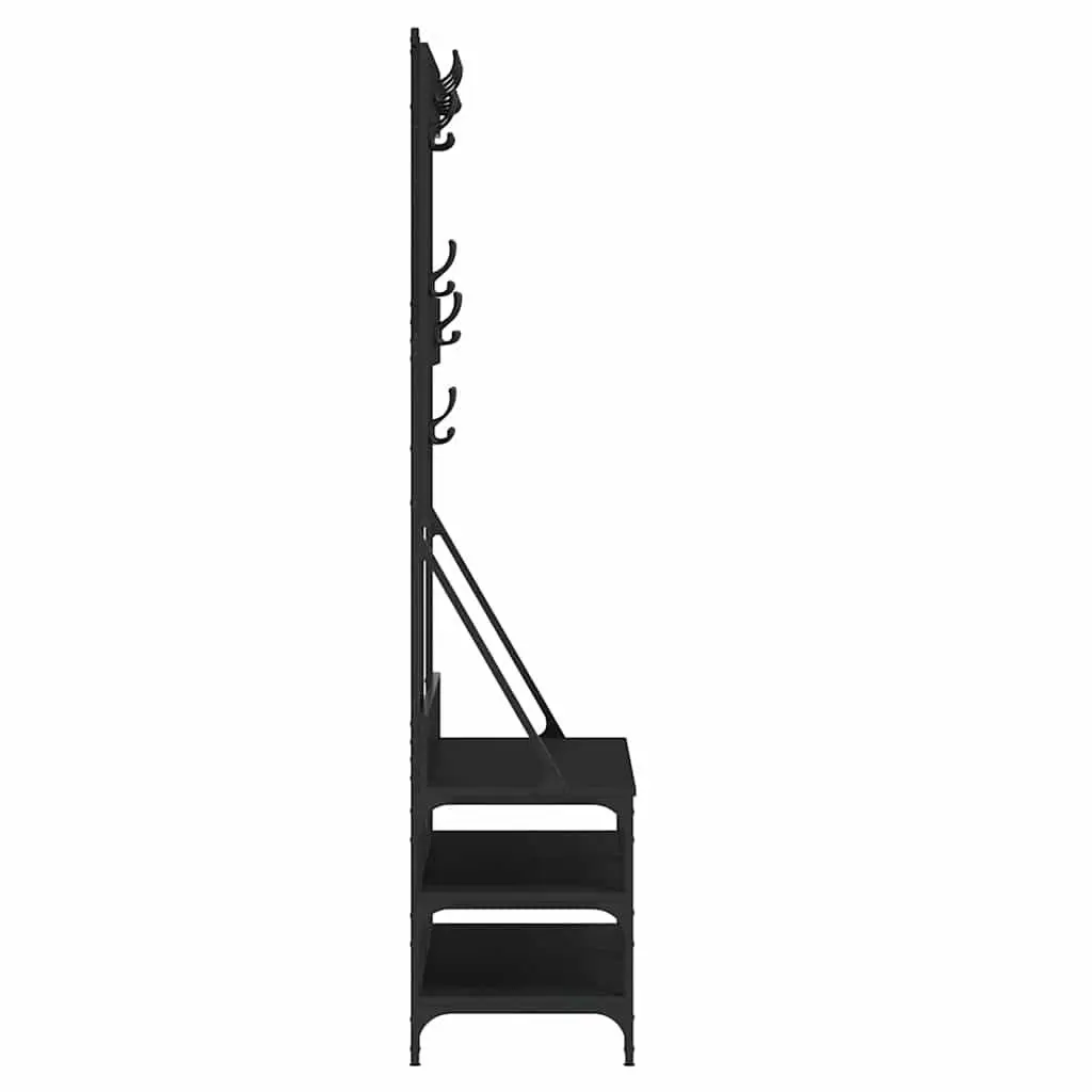 Clothes Rack with Shoe Storage Organizer Engineered Wood Black 100x40x184cm