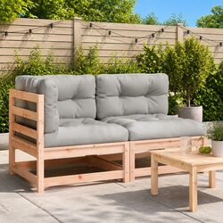 2-Seater Outdoor Garden Sofa with Cushions Solid Wood Patio Sectional Lounge
