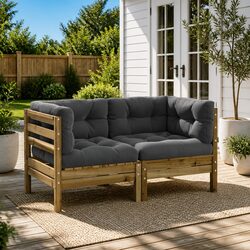 Outdoor Corner Sectional Sofa 2 Piece Set with Cushions Garden Patio Seating