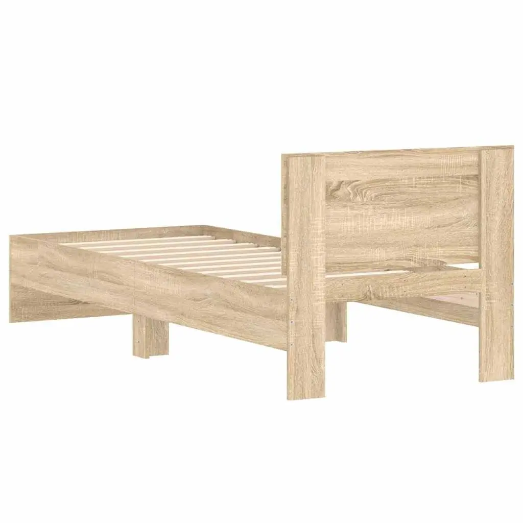 Bed Frame with Headboard Sonoma Oak Brown Single 90x190 cm Slatted Base