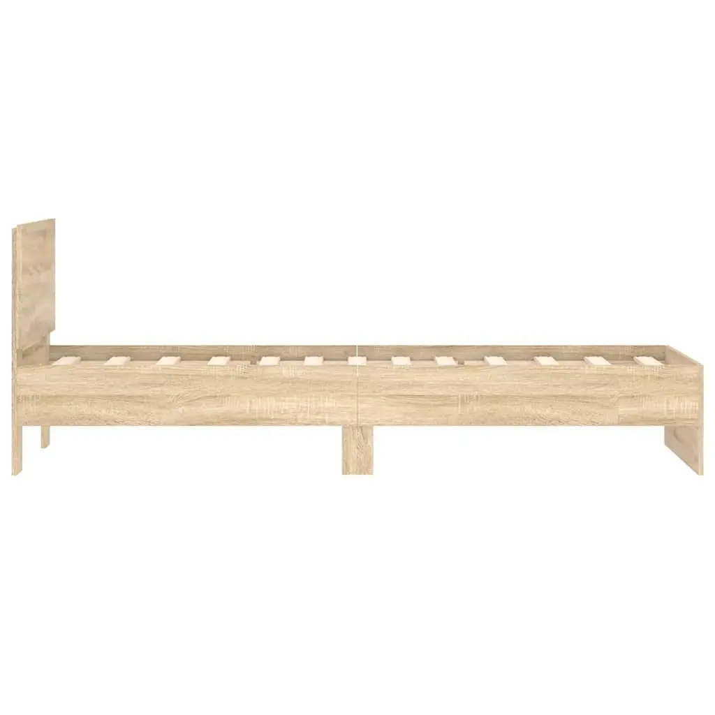 Bed Frame with Headboard Sonoma Oak Brown Single 90x190 cm Slatted Base