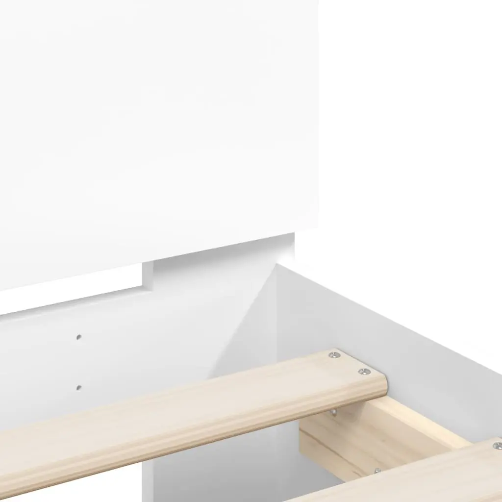 Bed Frame with Headboard RGB LED Lights 90x190 cm White Engineered Wood