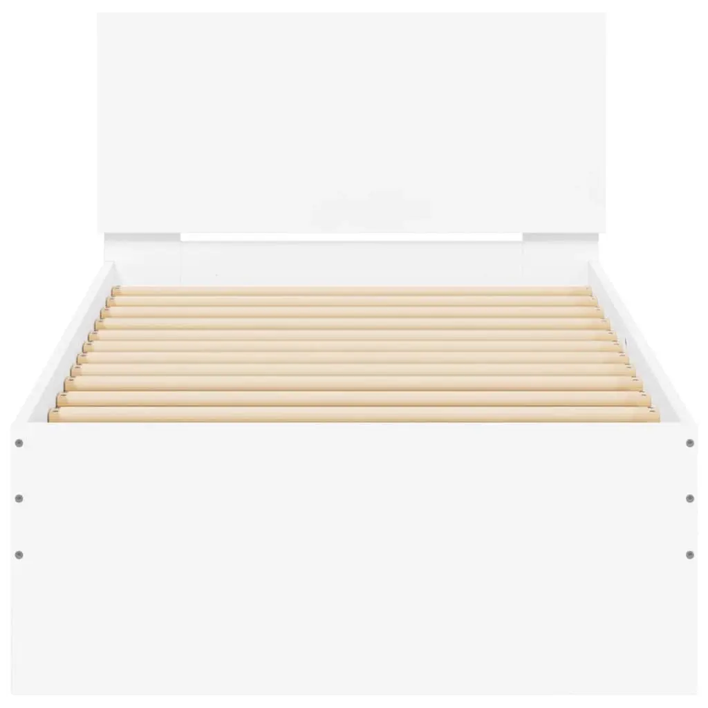 Bed Frame with RGB LED Lights Engineered Wood 90x190 cm White