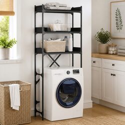 Washing Machine Shelf 3-Tier Black Bathroom Storage Organizer Space Saving