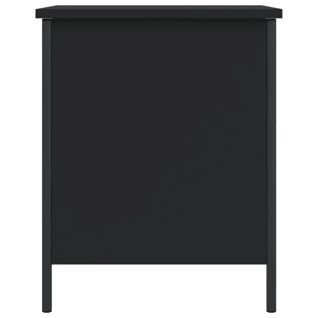 Storage Bench Engineered Wood Metal Frame Black 40 x 42.5 x 50 cm