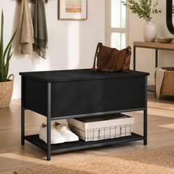 Storage Bench Black 70x42.5x47cm Hallway Shoe Bench Entryway Seating Organiser